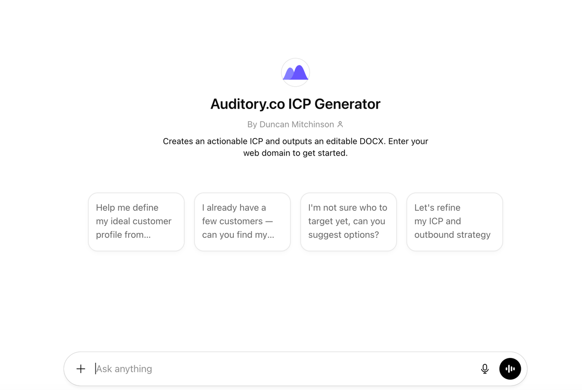 Auditory Ideal Customer Profile Generator